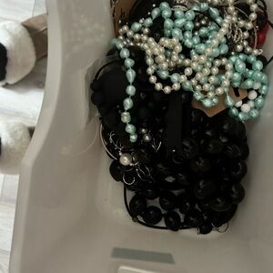 4/$100 Elegant Black and Pearl Beaded Necklace Set lot